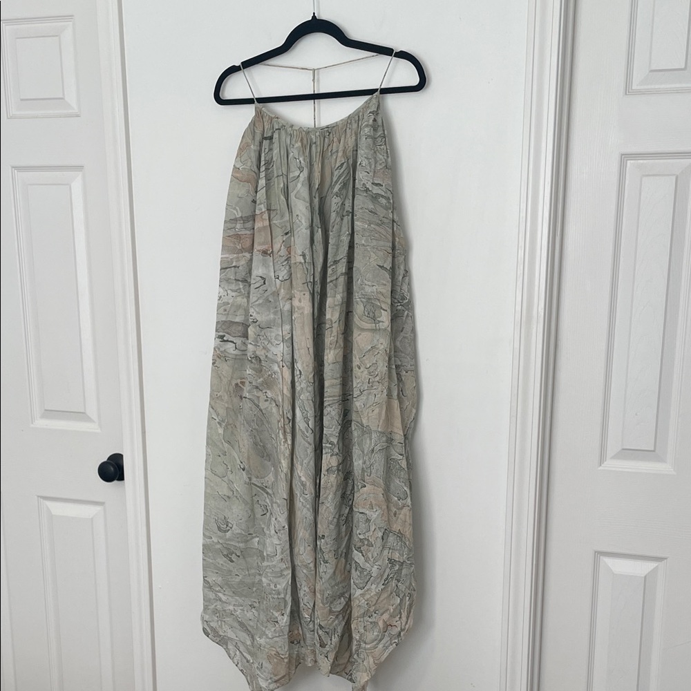 Nicholas K Flowy Marble-Print 100% Cotton Maxi Dress Open Back size Small - Picture 2 of 10